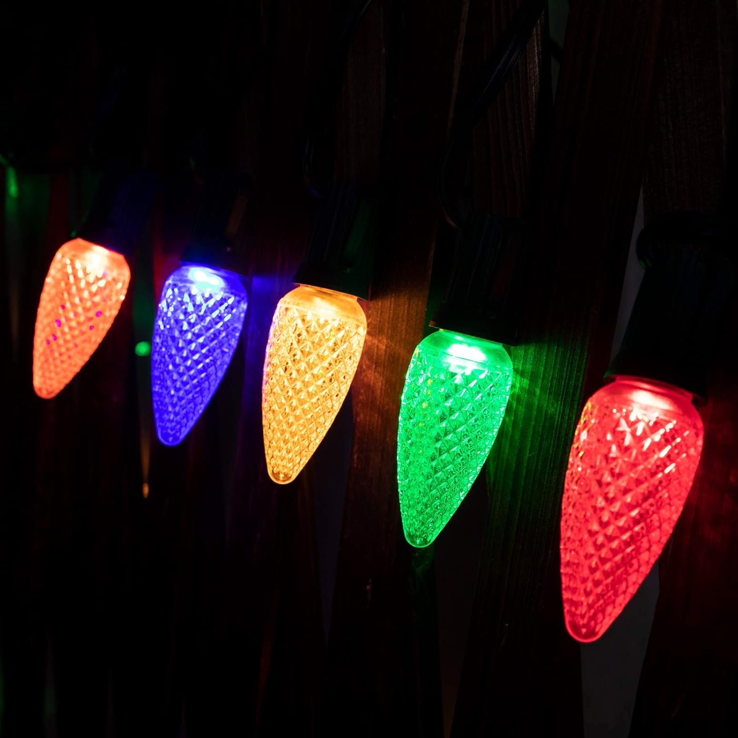 Brightown C9 – Guirnalda de luces LED de Navidad para exteriores, luces de fresa, extensibles, con certificación UL para fiestas, vacaciones, bodas,