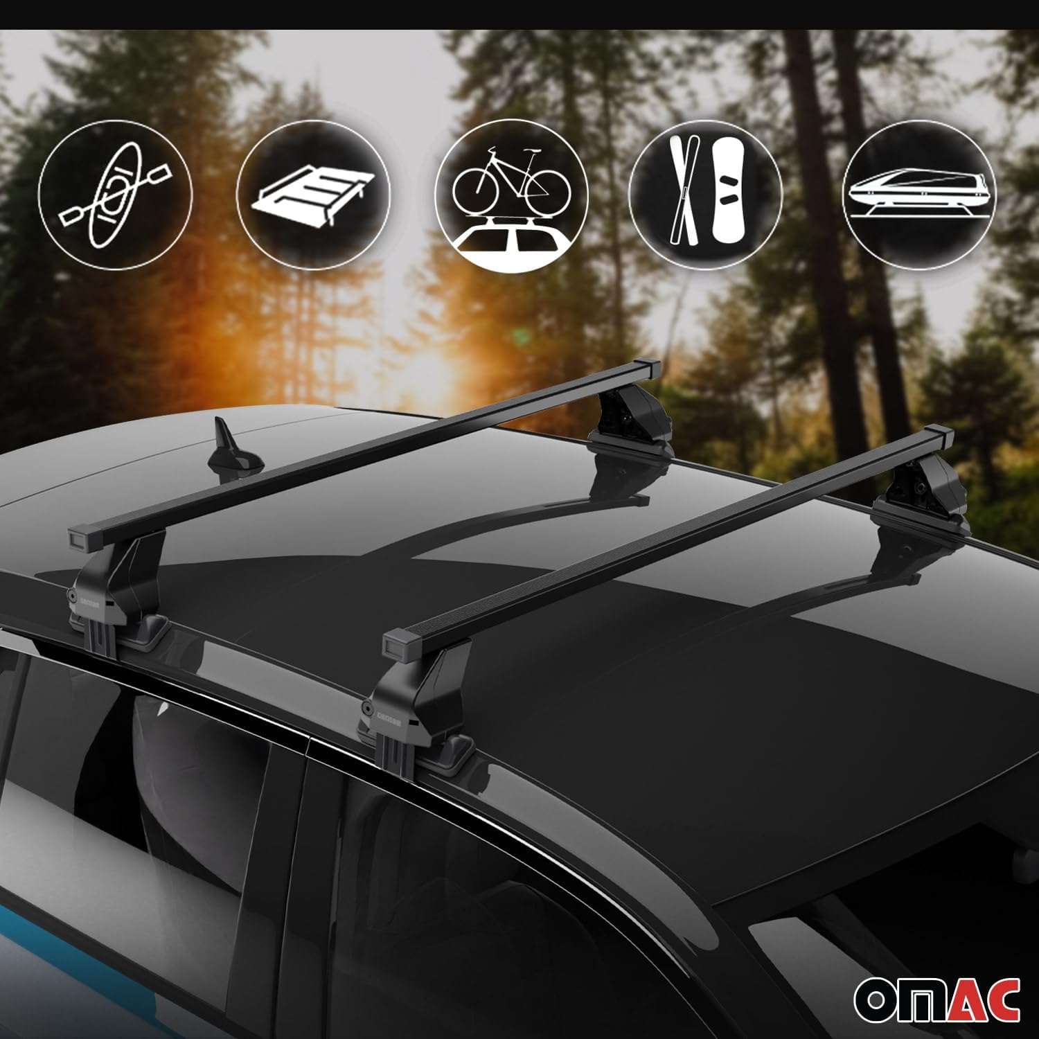 OMAC Juego de barras transversales de techo liso para Mazda CX-30 2020 a 2023, portaequipajes, 110 libras, aluminio, 2 piezas, negro