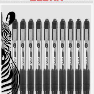 Zebra Z-Grip Smooth – Bolígrafo de 0.039 in, tinta negra y barril, paquete de 10 unidades, en embalaje Zebra Zebra Z-Grip Smooth – Bolígrafo de 0.039 in, tinta negra y barril, paquete de 10 unidades, en embalaje Zebra