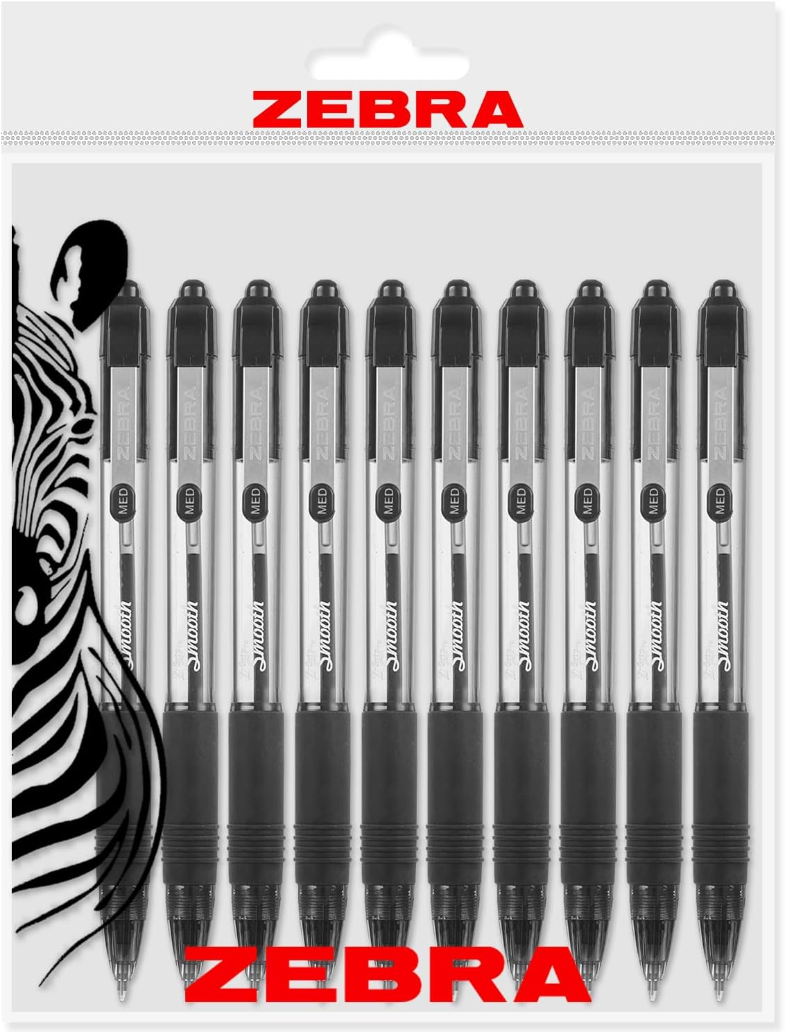 Zebra Z-Grip Smooth – Bolígrafo de 0.039 in, tinta negra y barril, paquete de 10 unidades, en embalaje Zebra