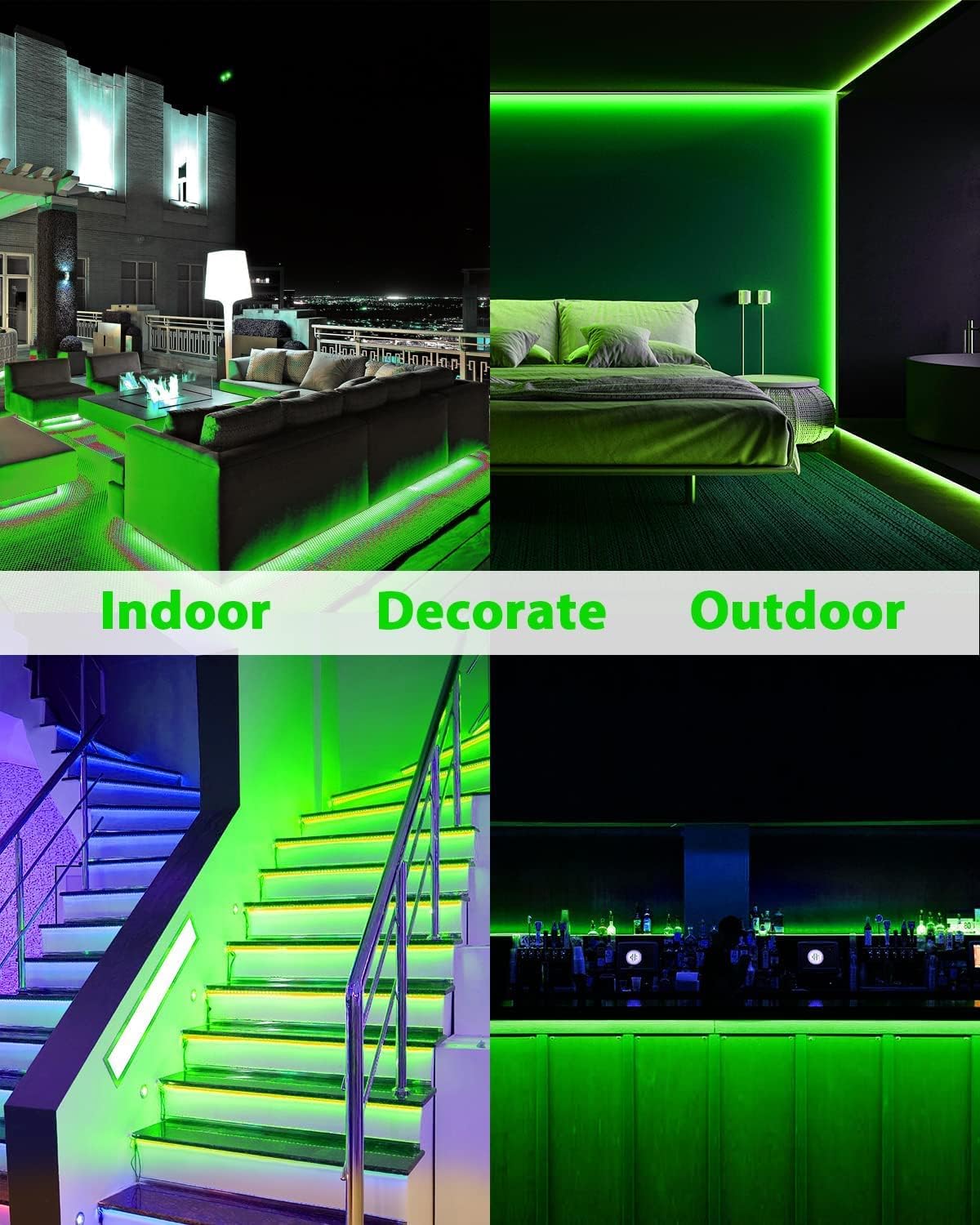 Tira de luces LED de neón verde de 12 V, flexible, impermeable, 16.4 pies, cuerda de luz de neón LED de 16.4 ft, cuerda de luz de silicona para