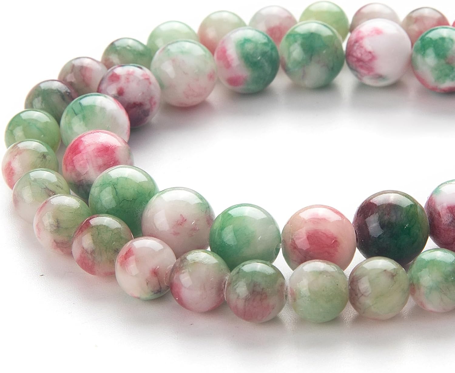 Cuentas de piedras preciosas naturales para la fabricación de joyas, cuentas de jaspe imperial color verde claro, blanco y rojo, cuentas redondas