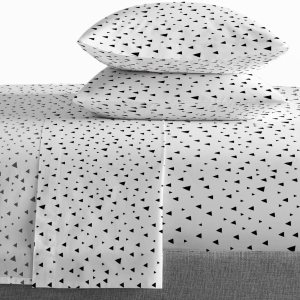 Saturday Park Black Triangles – Juego de sábanas tamaño Queen, 4 piezas, 100% algodón orgánico, certificado GOTS y Oeko-TEX Saturday Park Black Triangles – Juego de sábanas tamaño Queen, 4 piezas, 100% algodón orgánico, certificado GOTS y Oeko-TEX