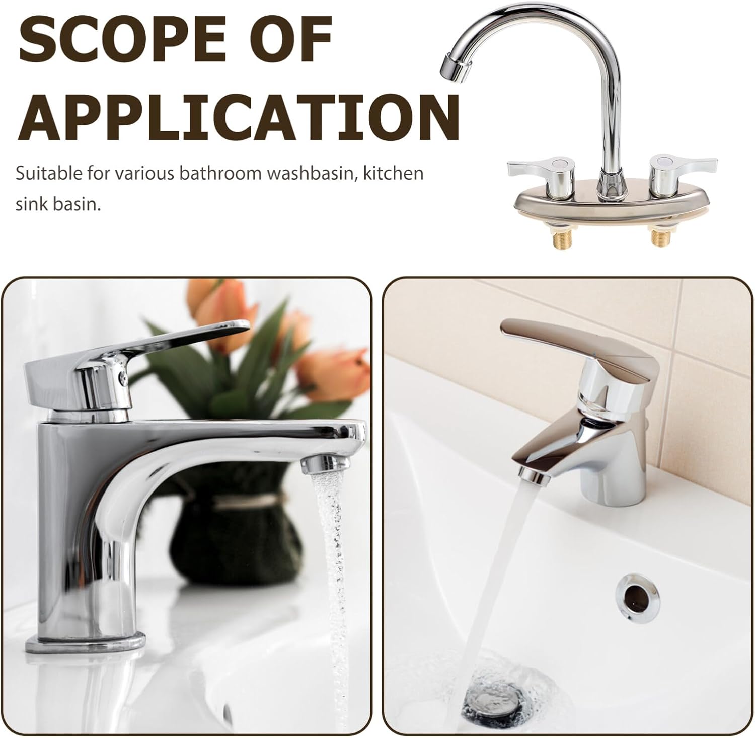 Uonlytech Grifos de baño de cascada de doble manija Grifo de fregadero de metal grifo de agua fría caliente grifo de cocina grifo de lavabo para RV