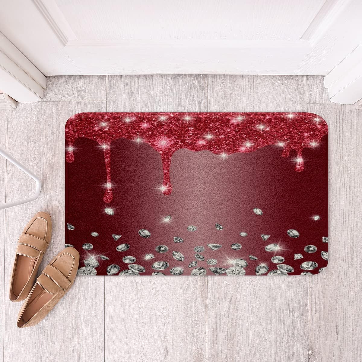 Feelyou Tapetes de baño de 16 x 24 pulgadas con estampado de purpurina (sin brillantina), tapetes de baño para baño, alfombras de baño brillantes de