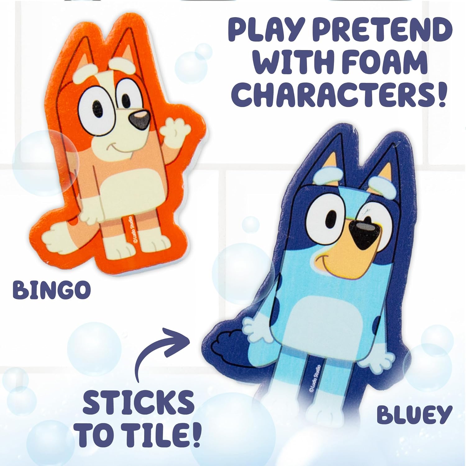 Bluey Bath Creations, juego de actividades de 9 piezas, divertidos juguetes de baño, incluye pinturas de baño lavables, crayones de baño,