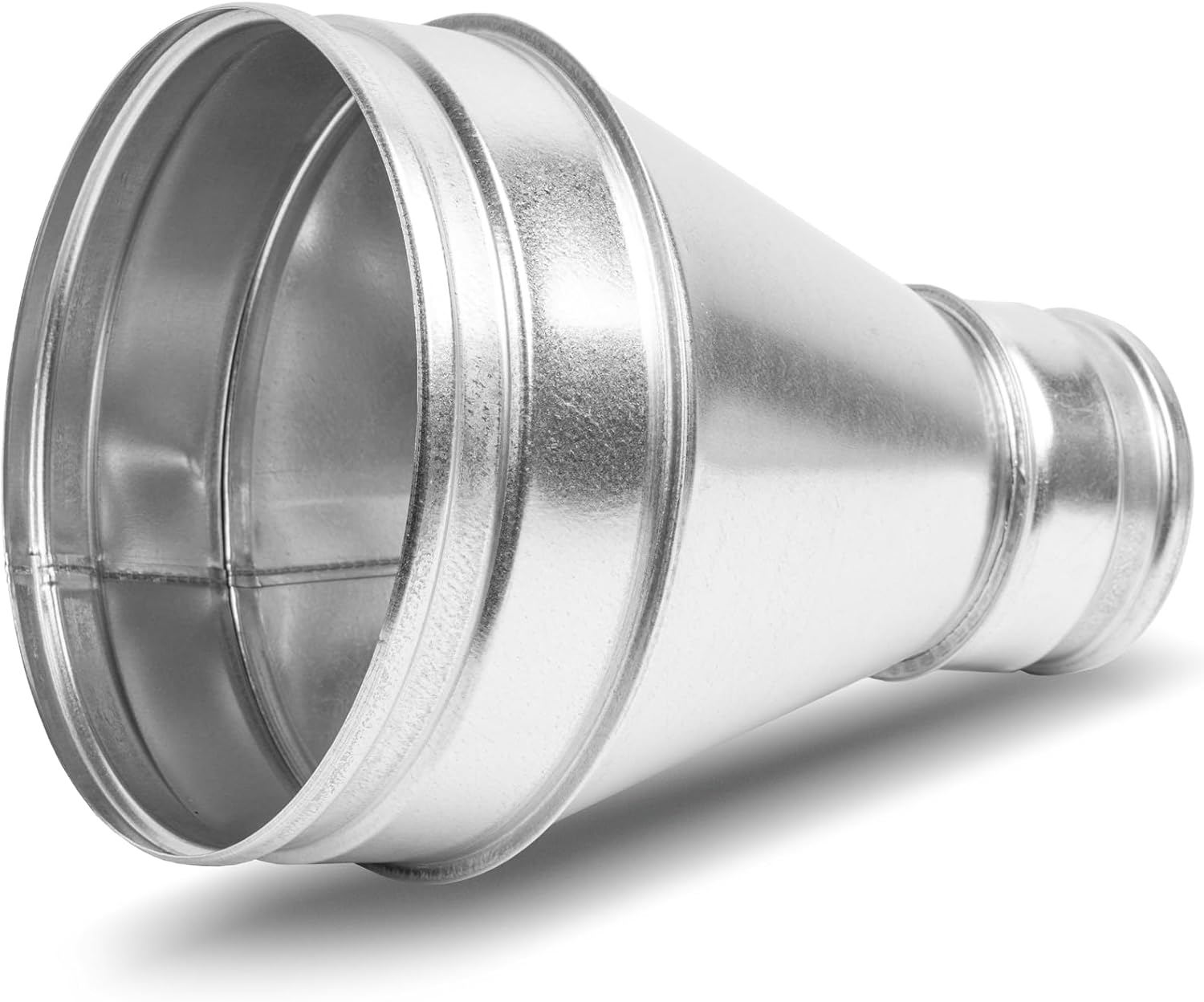 Reductor de conductos de ventilación de 8 a 4 pulgadas – Conector redondo de acero galvanizado – Montaje de conducto – Acoplamiento de aumento del