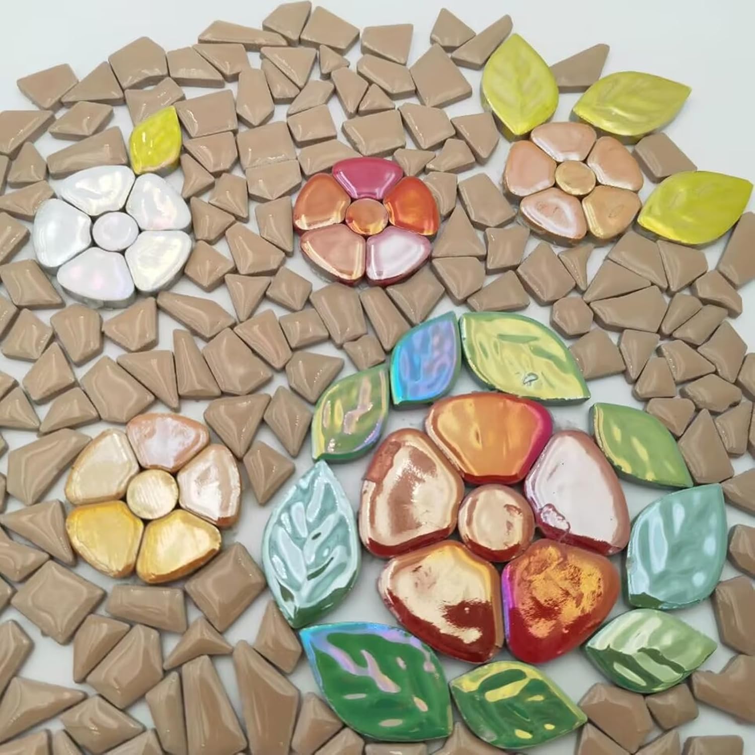 Mosaico de cerámica de 7.05 oz para manualidades, azulejos de mosaico de porcelana de color irregular de 0.2 x 0.8 pulgadas para decoración del