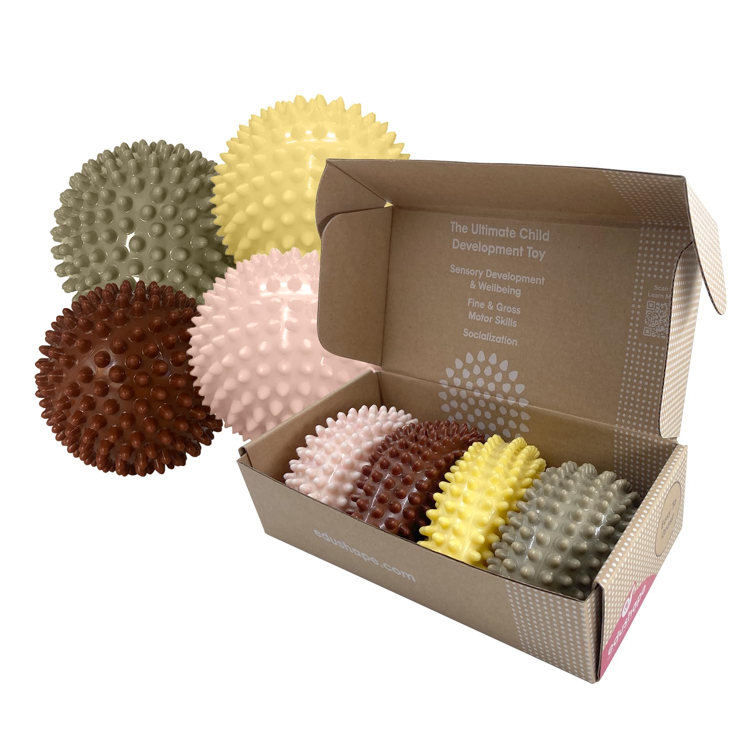 Edushape La bola sensorial original para bebé, bola de bebé de color bohemio chic de 4 pulgadas que ayuda a mejorar las habilidades motoras gruesas