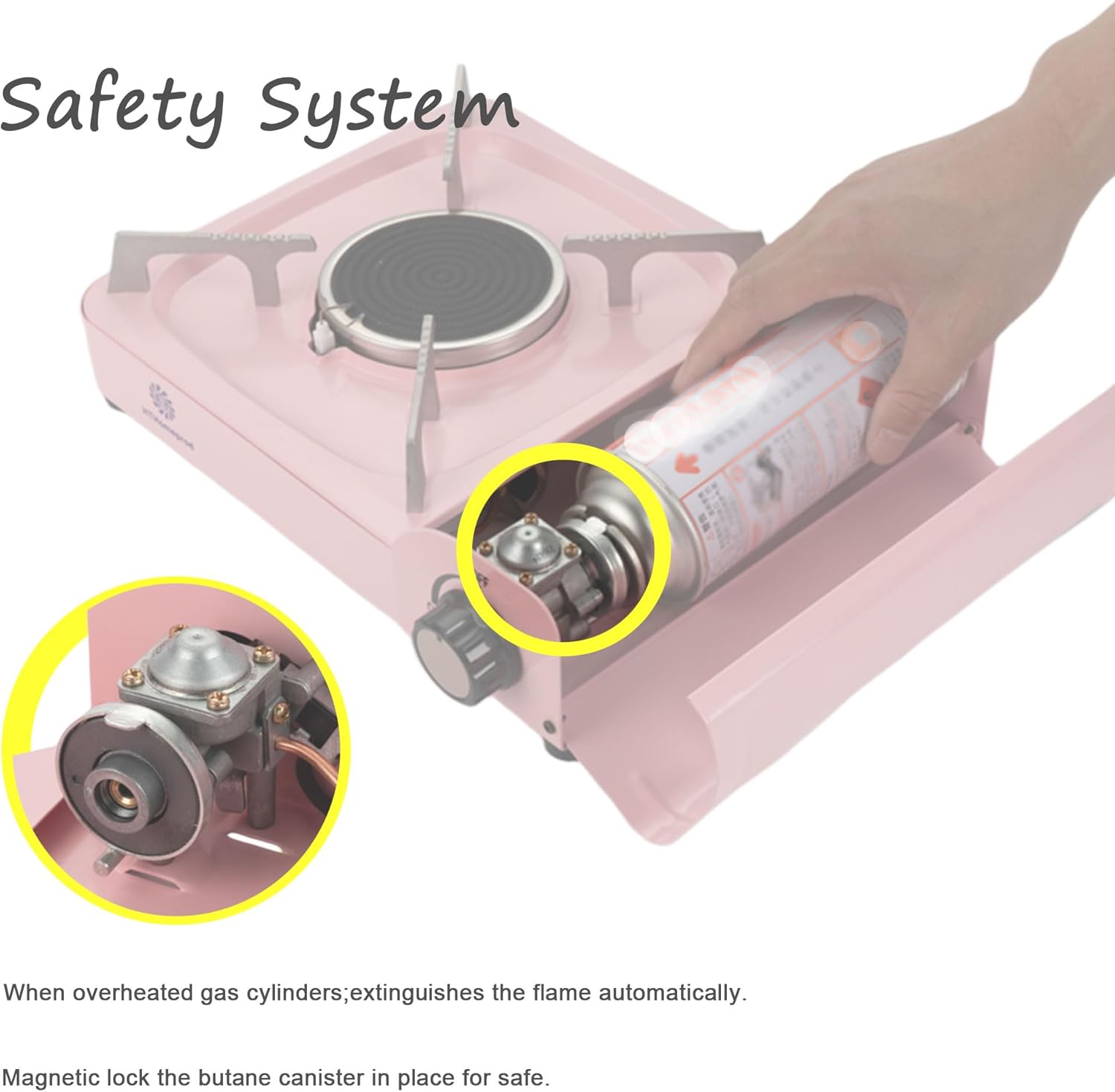 Estufa de butano portátil a prueba de viento quemador infrarrojo cocina al aire libre senderismo picnic estufas de camping compactas color rosa con