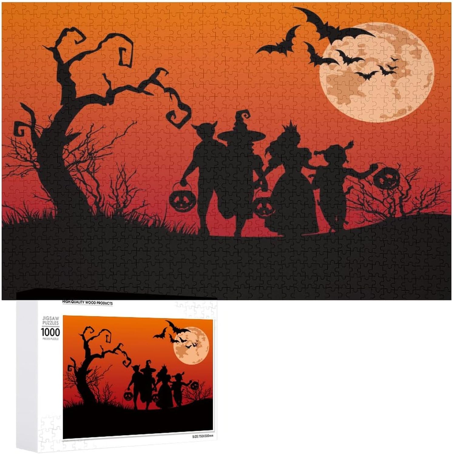 Rompecabezas para adultos de 1000 piezas, rompecabezas de Halloween, divertido rompecabezas familiar desafiante, juego de rompecabezas