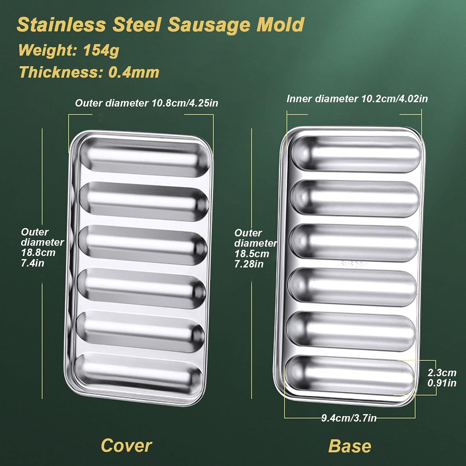 mumisuto Molde para salchichas, molde casero para perros calientes de acero inoxidable 304 con 6 cavidades, molde para salchichas, suplemento
