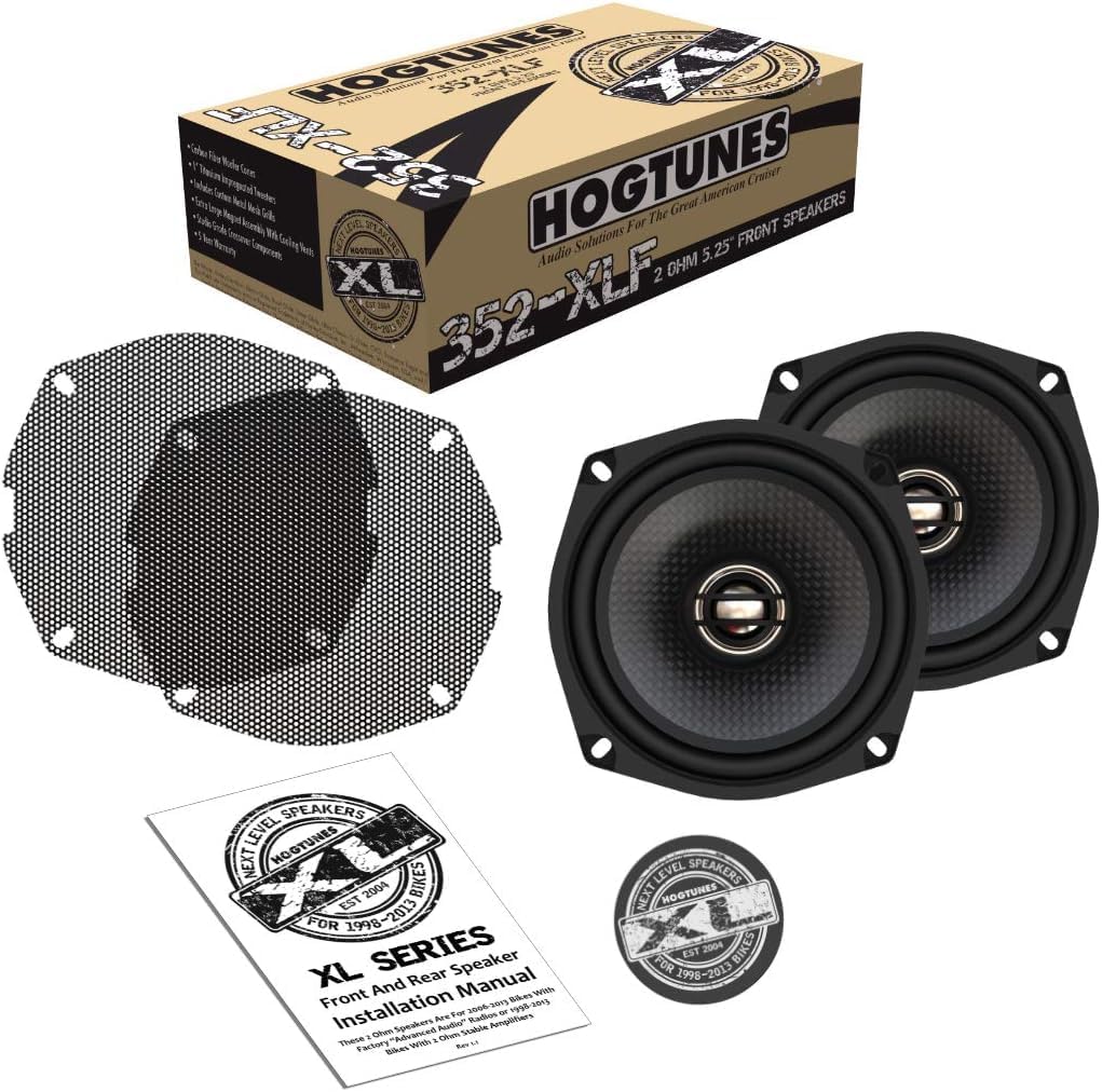 Hogtunes Altavoces frontales de repuesto 352-XLF de 5.25″ para modelos Harley-Davidson Touring 1998-2013
