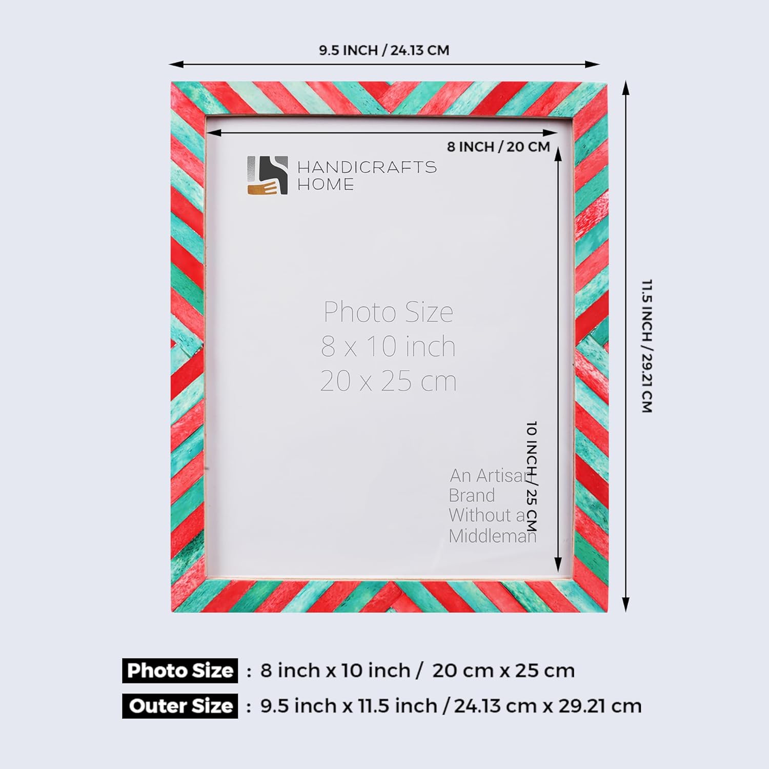 Handicrafts – Marco de fotos para el hogar, diseño de espiga de cheurón inspirado en el arte, decoración de pared, marcos de regalo de Navidad, 8 x