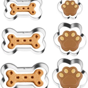 Cortador de galletas para perros, 6 piezas de cortadores de galletas de acero inoxidable con huellas de hueso y huellas de perro, juego de Cortador de galletas para perros, 6 piezas de cortadores de galletas de acero inoxidable con huellas de hueso y huellas de perro, juego de