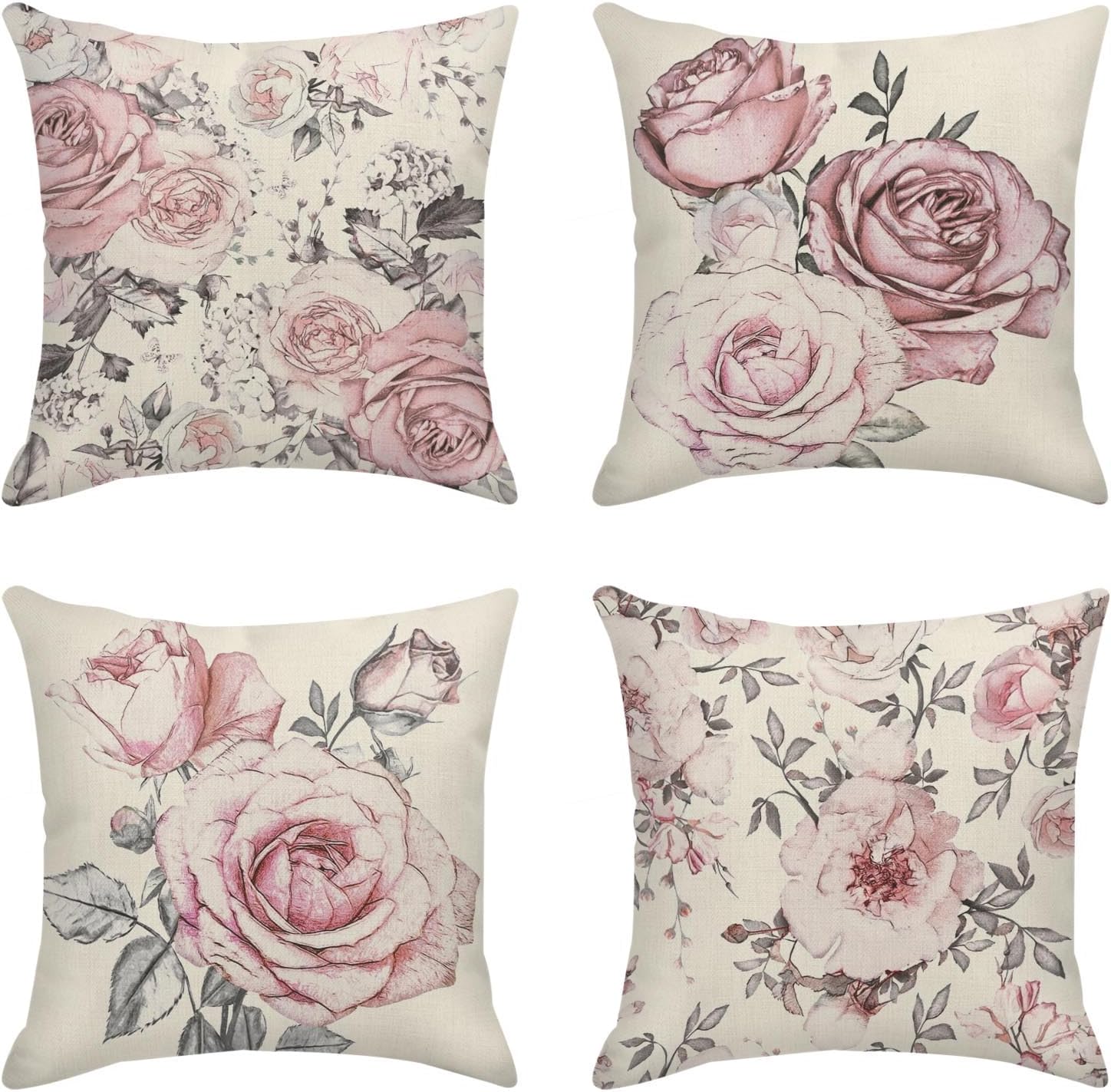 Juego de 4 fundas de almohada decorativas para decoración del hogar, 18 x 18 pulgadas, fundas de almohada decorativas para sofá y exteriores