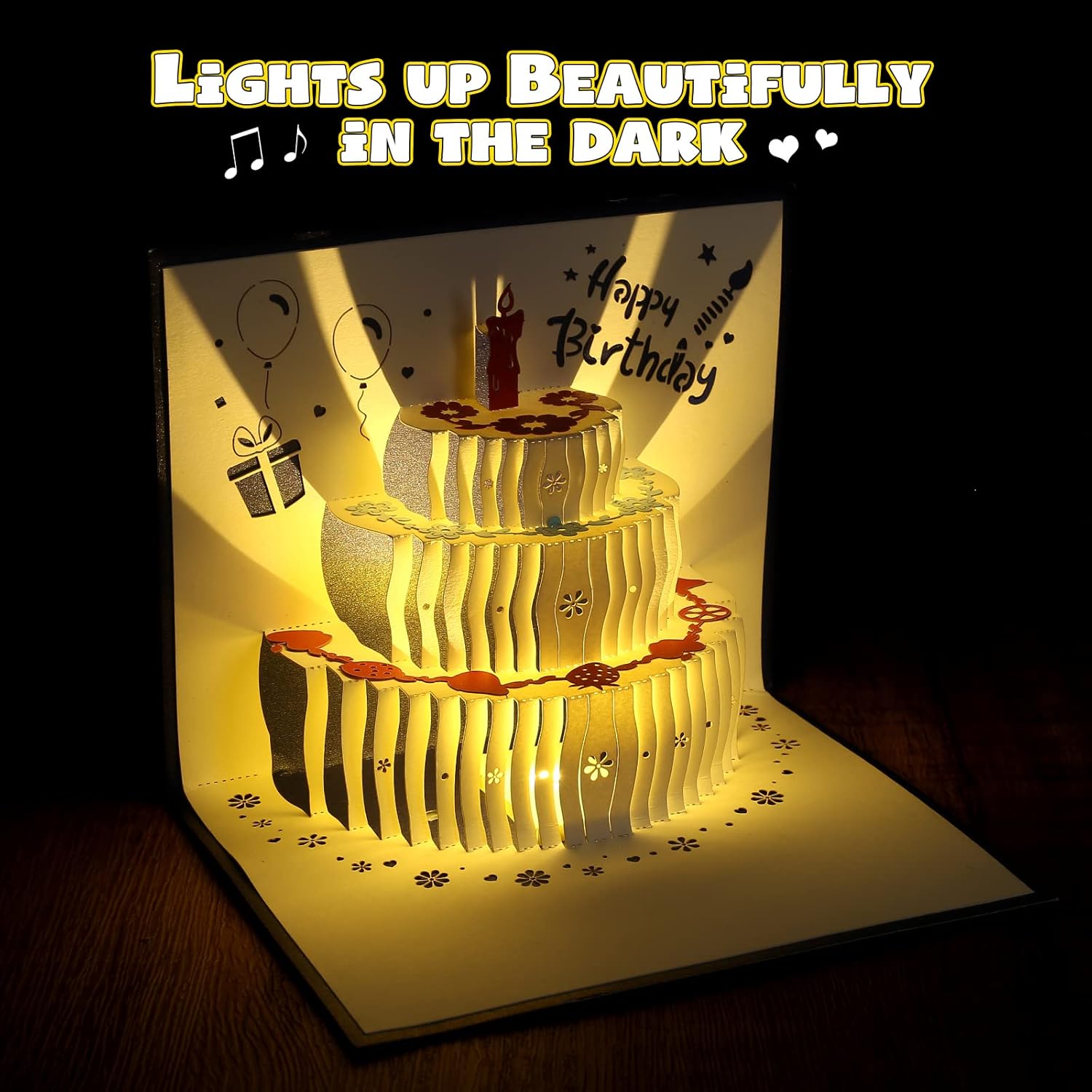 Tarjeta musical de cumpleaños con sonido, música y luz, tarjetas emergentes 3D de feliz cumpleaños para hombres, mujeres y niños