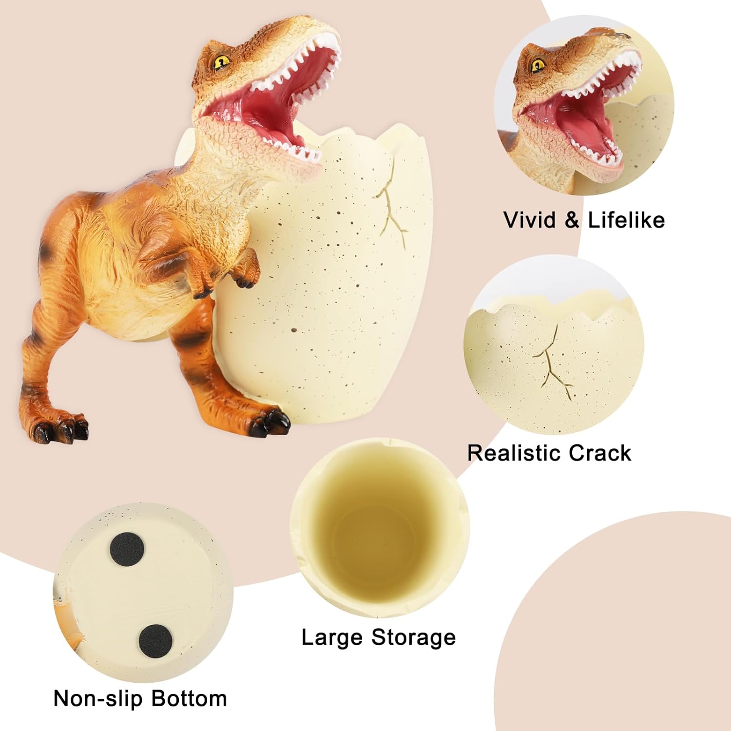 Soporte para bolígrafo de dinosaurio, soporte para lápices de tiranosaurio para escritorio, bonitos organizadores de escritorio y accesorios de