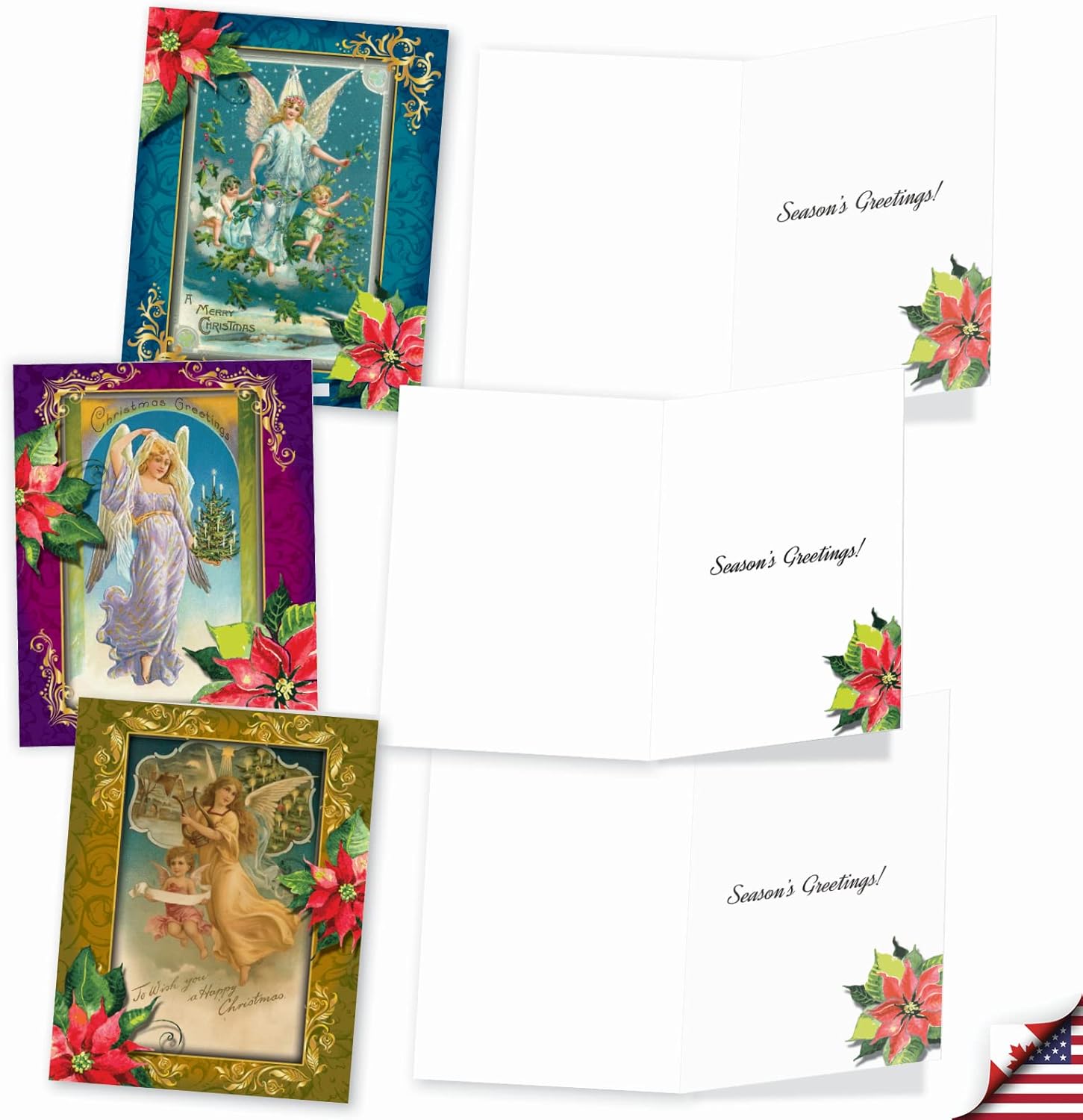 The Best Card Company – 10 tarjetas religiosas de Navidad (4 x 5.12 pulgadas) – Tarjetas de felicitación de ángel en caja, juego surtido (no papel