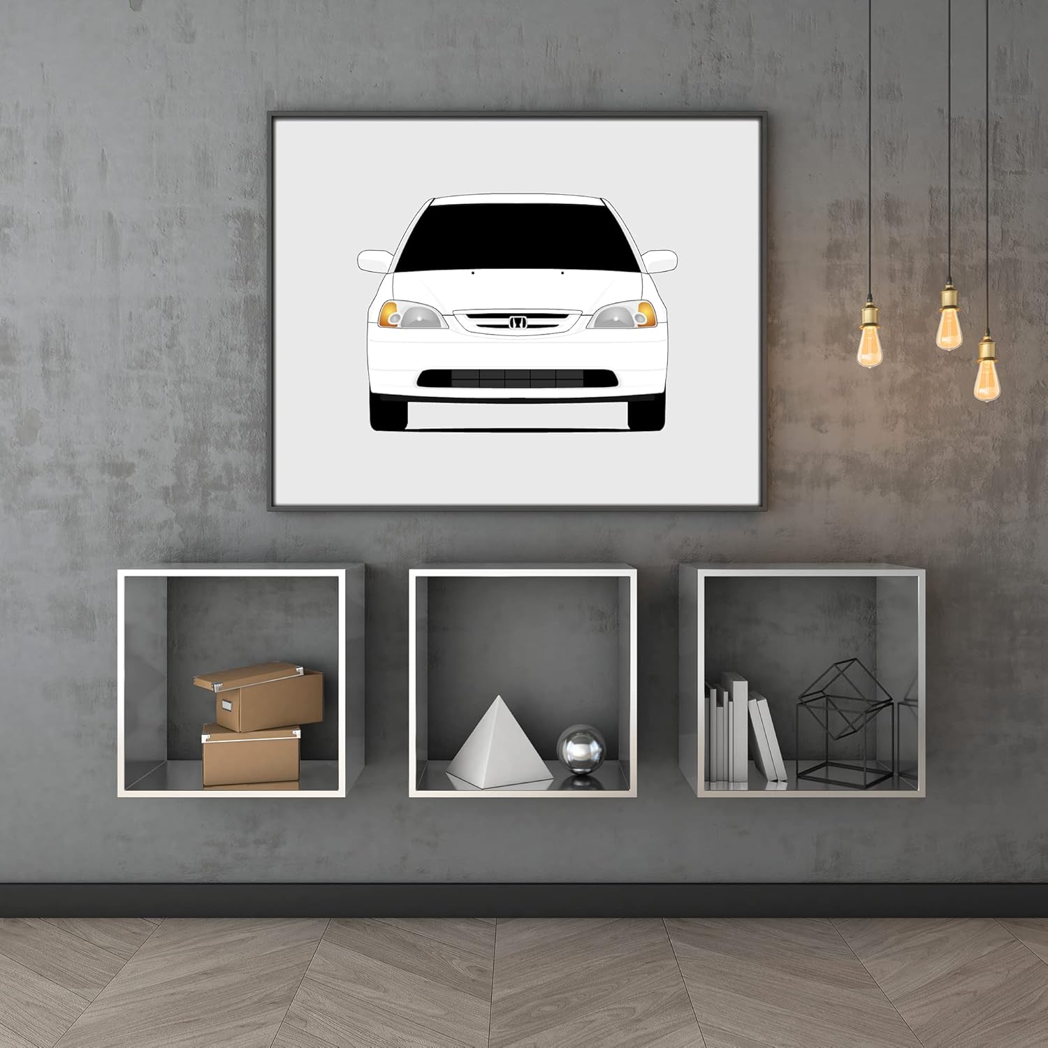 Honda Civic Coupe (2000-2005) 7th Generation Inspired Poster Print Wall Art Decor Handmade EX HX LX (EM EP ES EU) (Unframed)