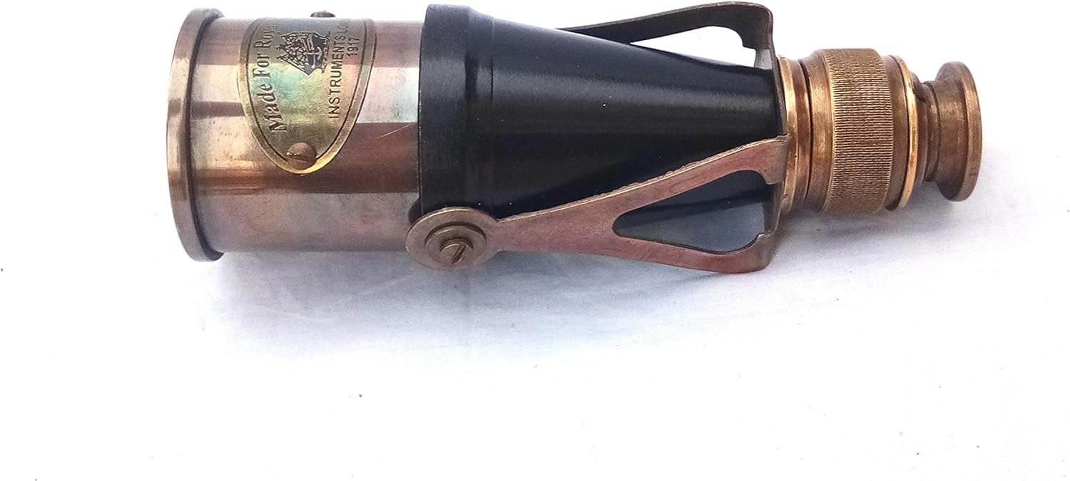 SIFAAT WORLD Latón náutico antiguo hecho para Royal Navy London-1917 monocular con funda protectora de cuero (réplica)