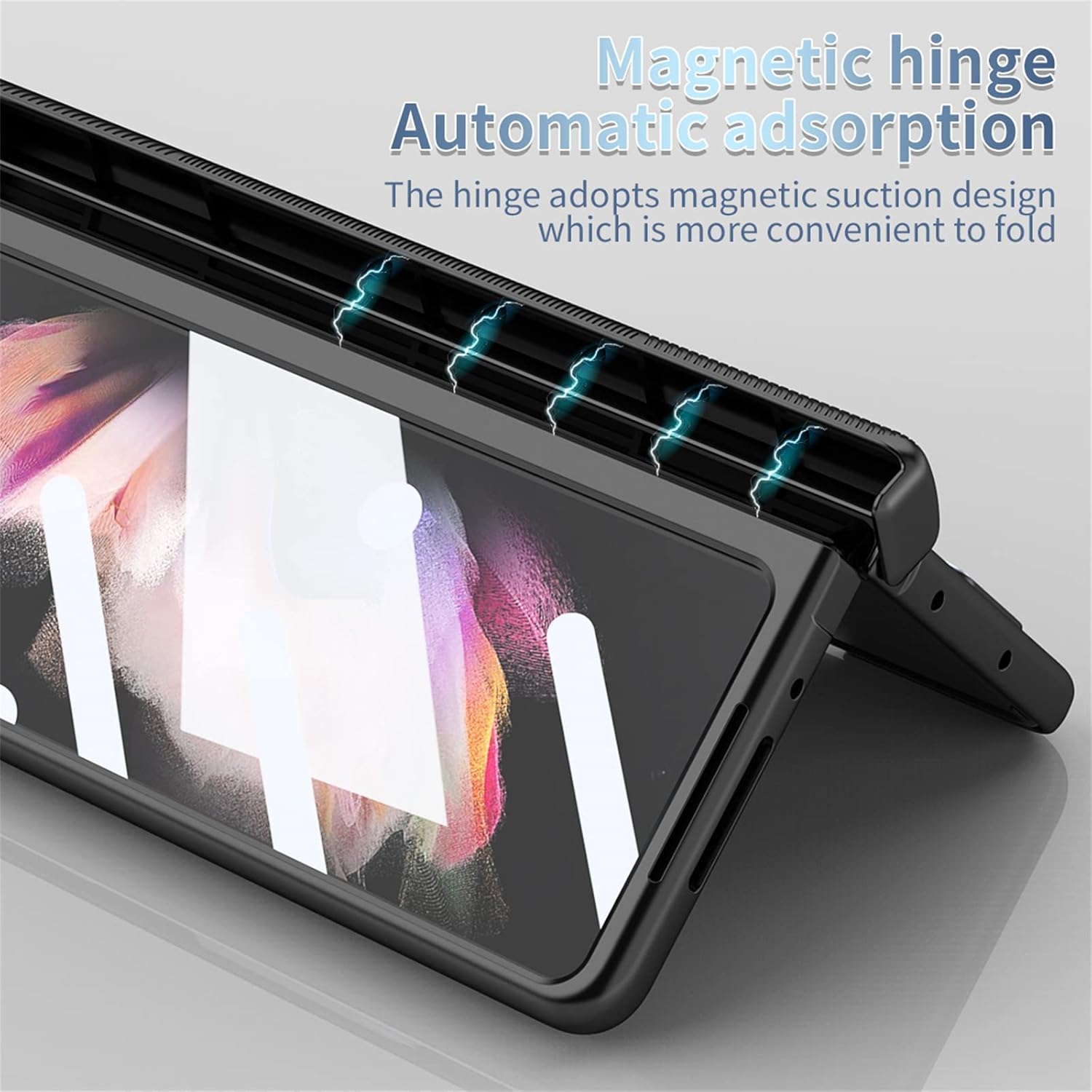 Funda para Samsung Galaxy Z Fold 3, 4 en 1 con bisagra magnética con soporte para S Pen y repuesto para S Pen, compatible con Samsung Galaxy Z Fold