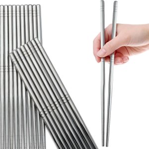Bestdin – 20 pares de palillos de metal reutilizables, de acero inoxidable de grado alimenticio para cocinar y comer, palillos cuadrados, Bestdin – 20 pares de palillos de metal reutilizables, de acero inoxidable de grado alimenticio para cocinar y comer, palillos cuadrados,