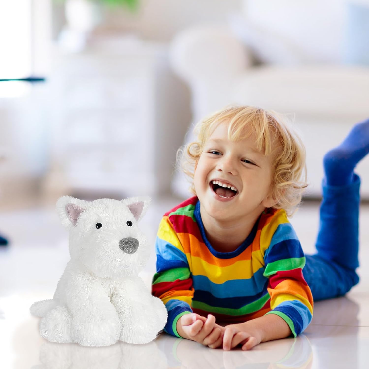 Warmable West Highland White Terrier – Peluches térmicos para perros de peluche para microondas para calambres y dolor, cachorro Westie de lavanda
