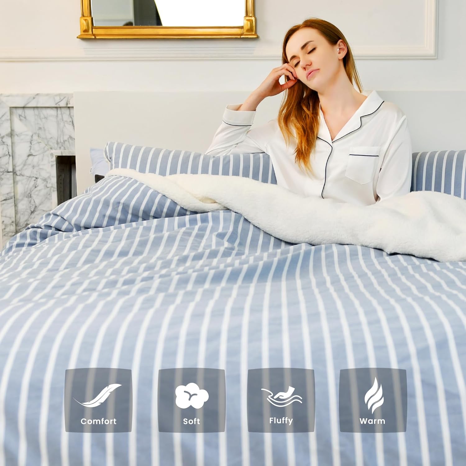 Juego de funda de edredón de mezcla de algodón, tamaño King, juego de ropa de cama de 3 piezas con 2 fundas de almohada, diseño reversible, cierre