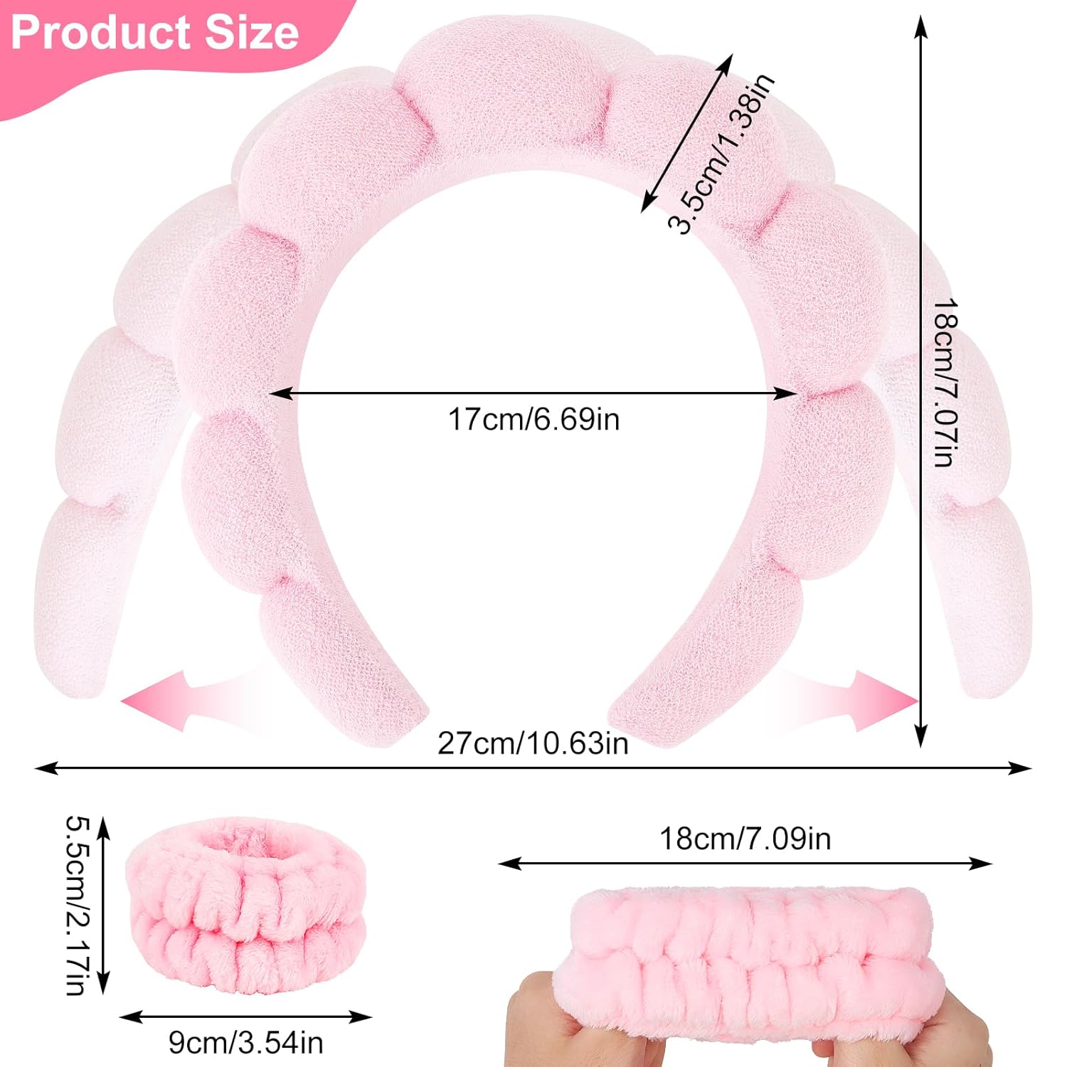 Juego de 6 diademas de spa y muñequeras, diademas para el cuidado de la piel, diadema de maquillaje, diadema de esponja para lavar la cara, diademas