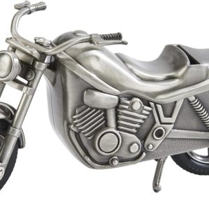 Banco de motocicleta de peltre para niños, regalo para recién nacidos, plateado, 4 x 6.75 pulgadas, acabado chapado en níquel cepillado que no se Banco de motocicleta de peltre para niños, regalo para recién nacidos, plateado, 4 x 6.75 pulgadas, acabado chapado en níquel cepillado que no se