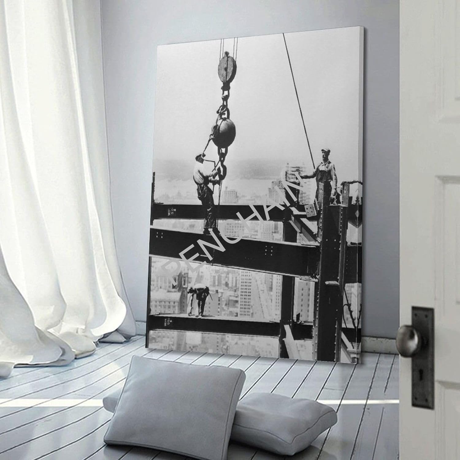 Empire State – Póster vintage de trabajadores de la construcción en blanco y negro, pósteres estéticos e impresiones sobre lienzo, póster artístico