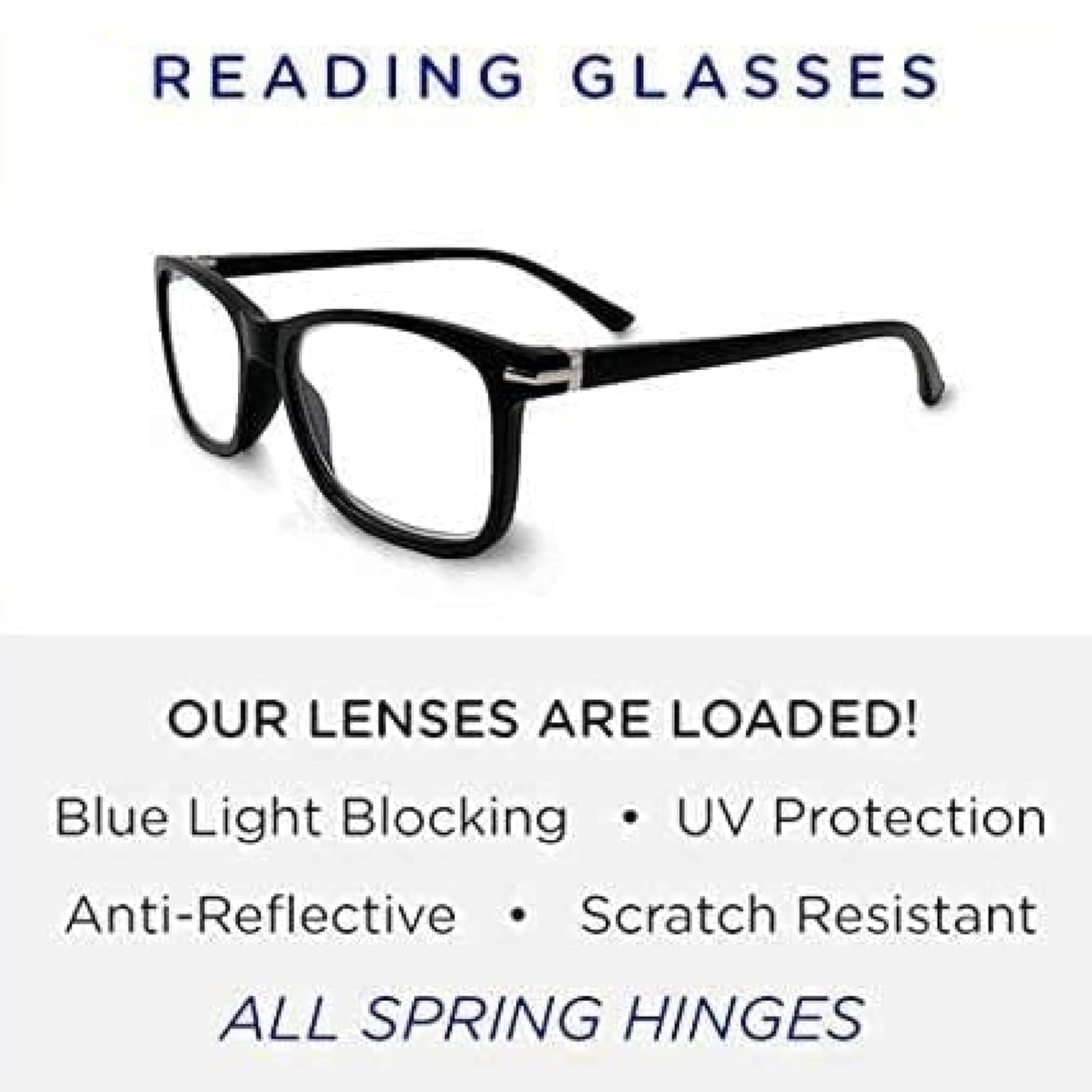 Readerest – Anteojos de lectura con bloqueo de luz azul (negros, aumento de 3.75), para computadora, con lente reflectante fina, antirreflejo, para