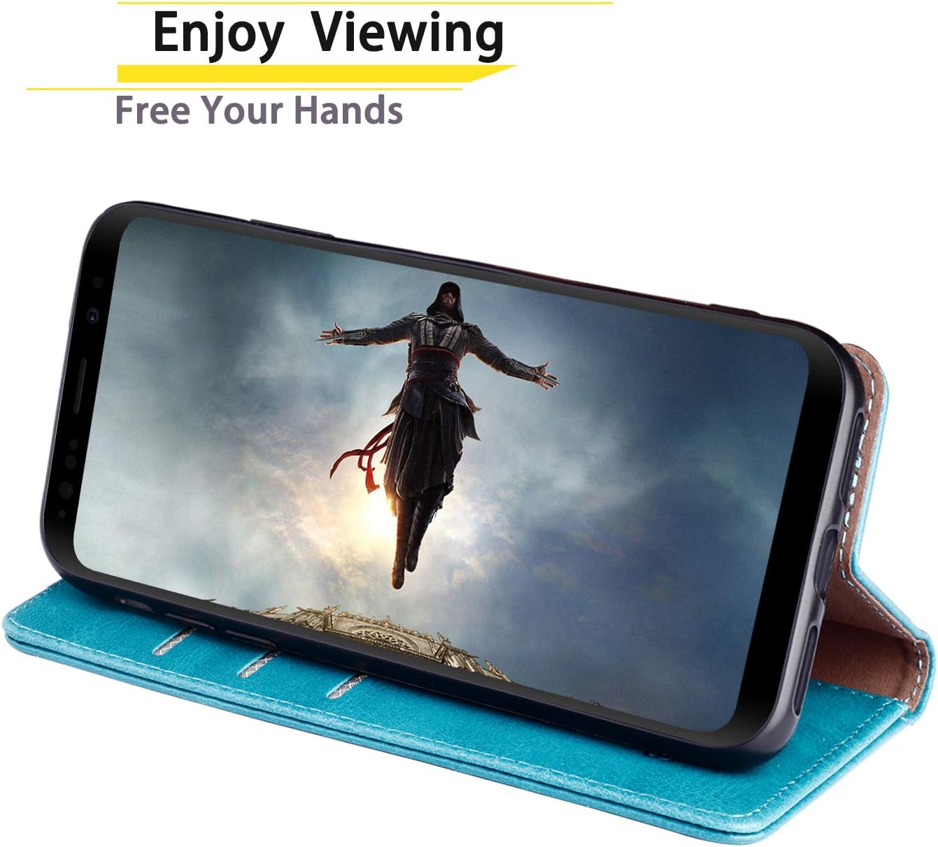 SUANPOT Funda de piel tipo cartera para Samsung Galaxy S9+  S9 Plus 6.2 (no S9 de 5.8 pulgadas) con bloqueo RFID, tarjetero de poliuretano con tapa