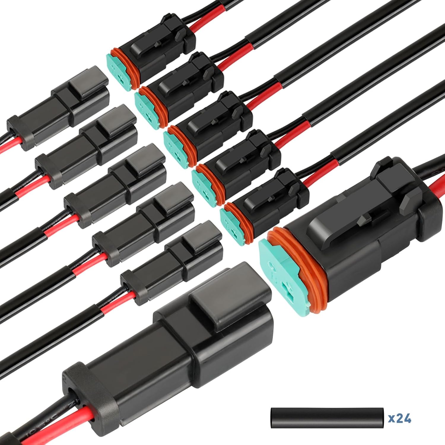 NAOEVO Deutsch – Conectores de 2 pines, conectores de cable impermeables de 18 AWG, conectores de cable automotriz de 0.059 pulgadas macho hembra