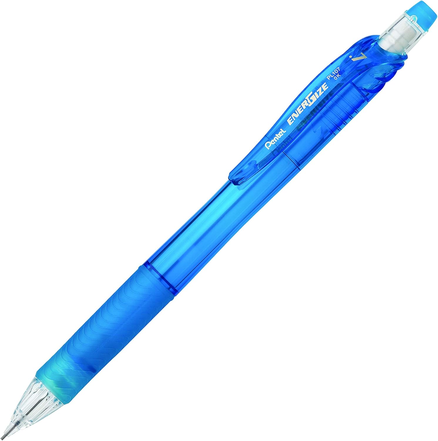 Pentel EnerGize-X – Portaminas (0.028 in), cuerpo azul cielo, caja de 12 (PL107S)