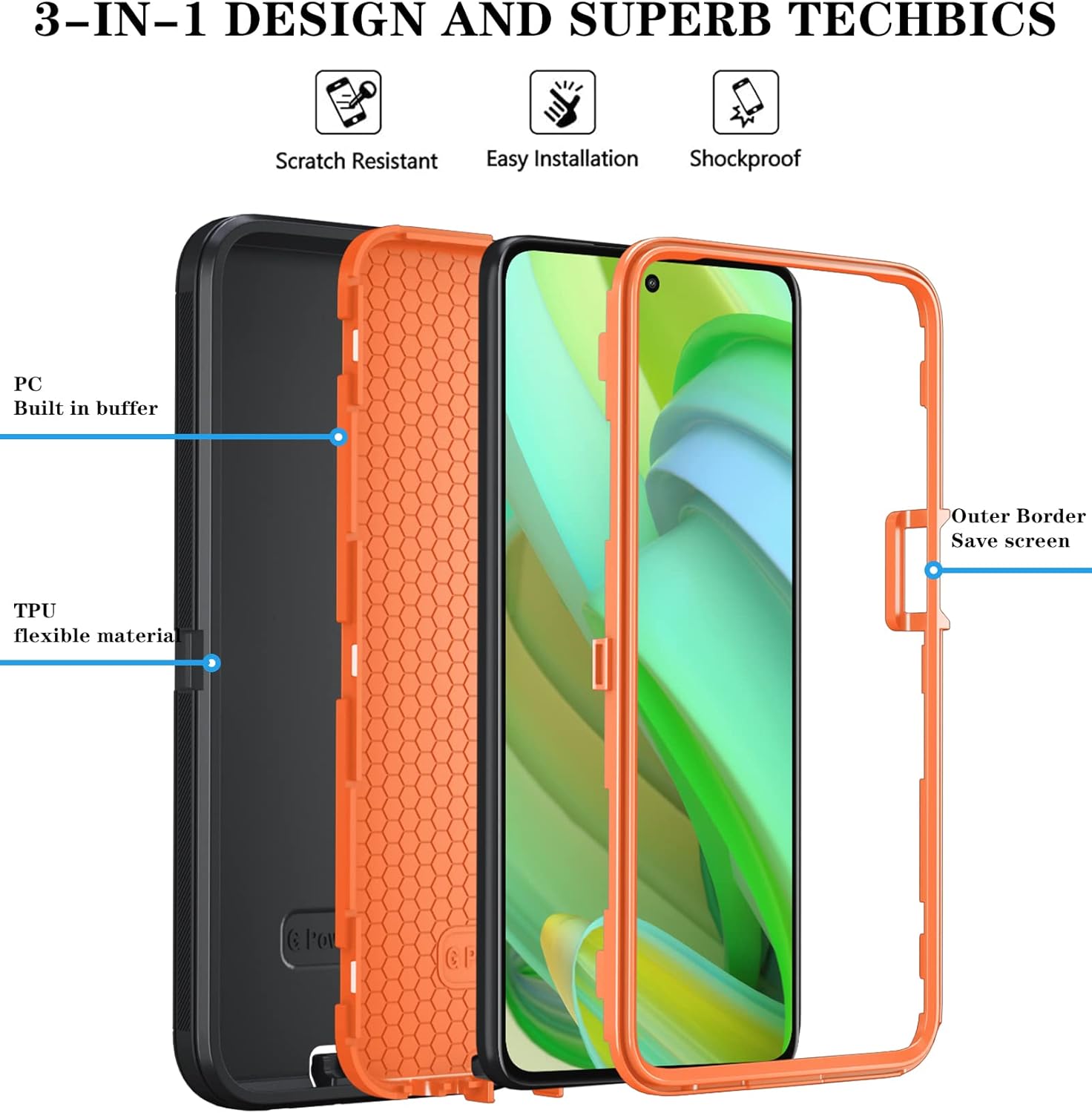 ONOLA Funda para Motorola Moto G Power 5G 2023 con protector de pantalla HD (2 paquetes), no para Moto G Power 2022, a prueba de golpes, a prueba de