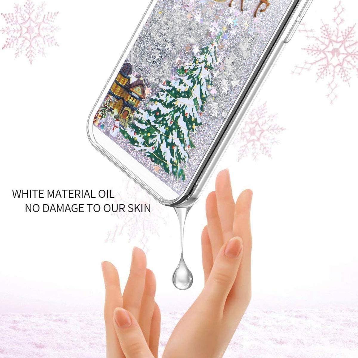 Topwin Funda para iPhone 13 de 6.1 pulgadas, diseño de arena movediza de 6.1 pulgadas, líquido flotante con purpurina brillante, muñeco de nieve,