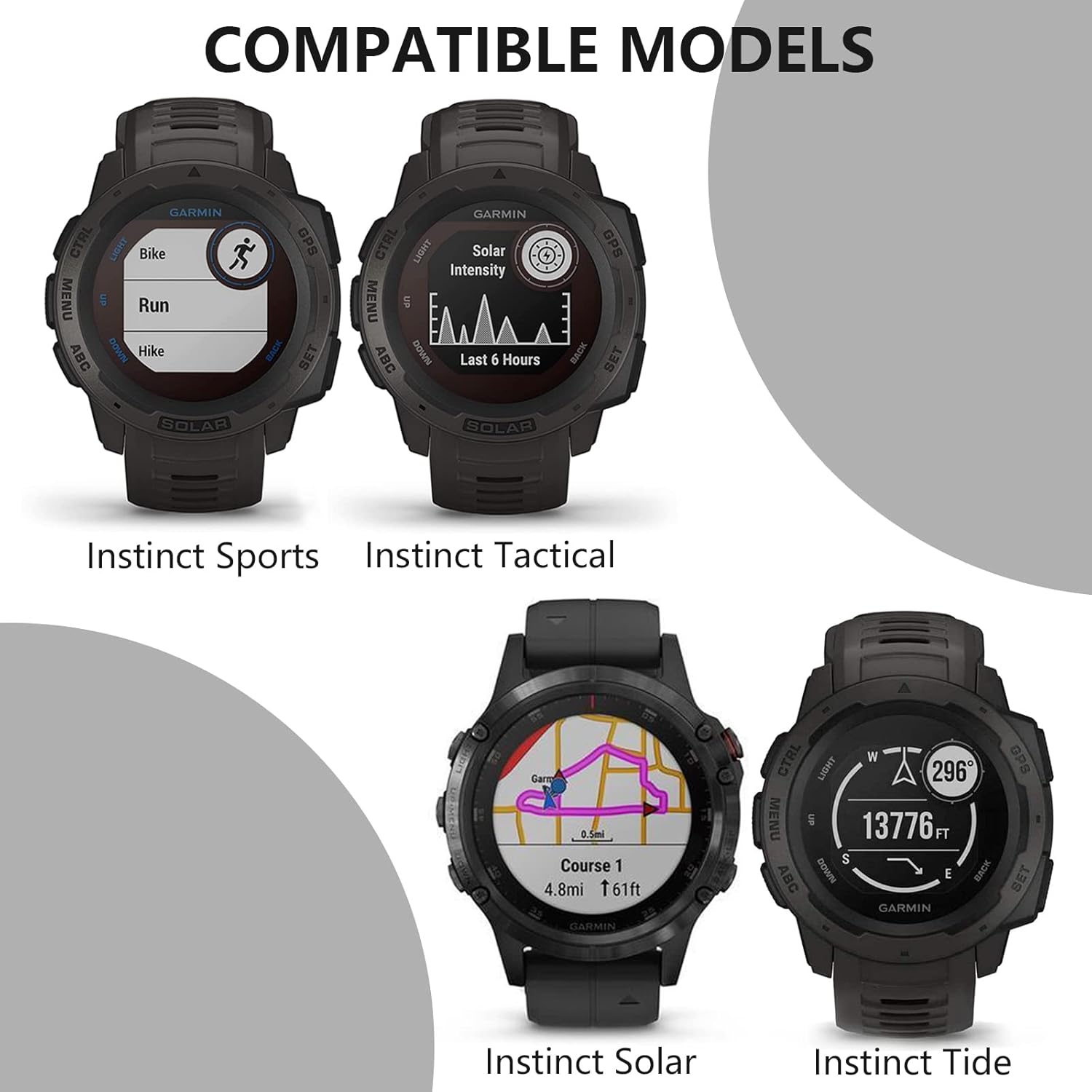 Compatible con Garmin Instinct Band, correa de repuesto de silicona suave para Garmin Instinct 2SolarTactical