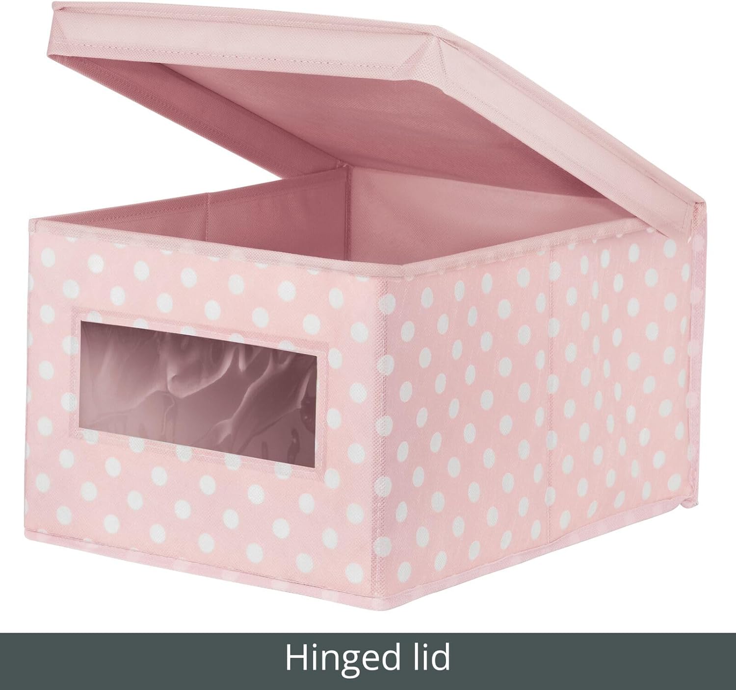 mDesign Organizador grande de tela apilable y suave con ventana frontal y tapa para dormitorio de niñosniños, sala de juegos, aula, color rosa