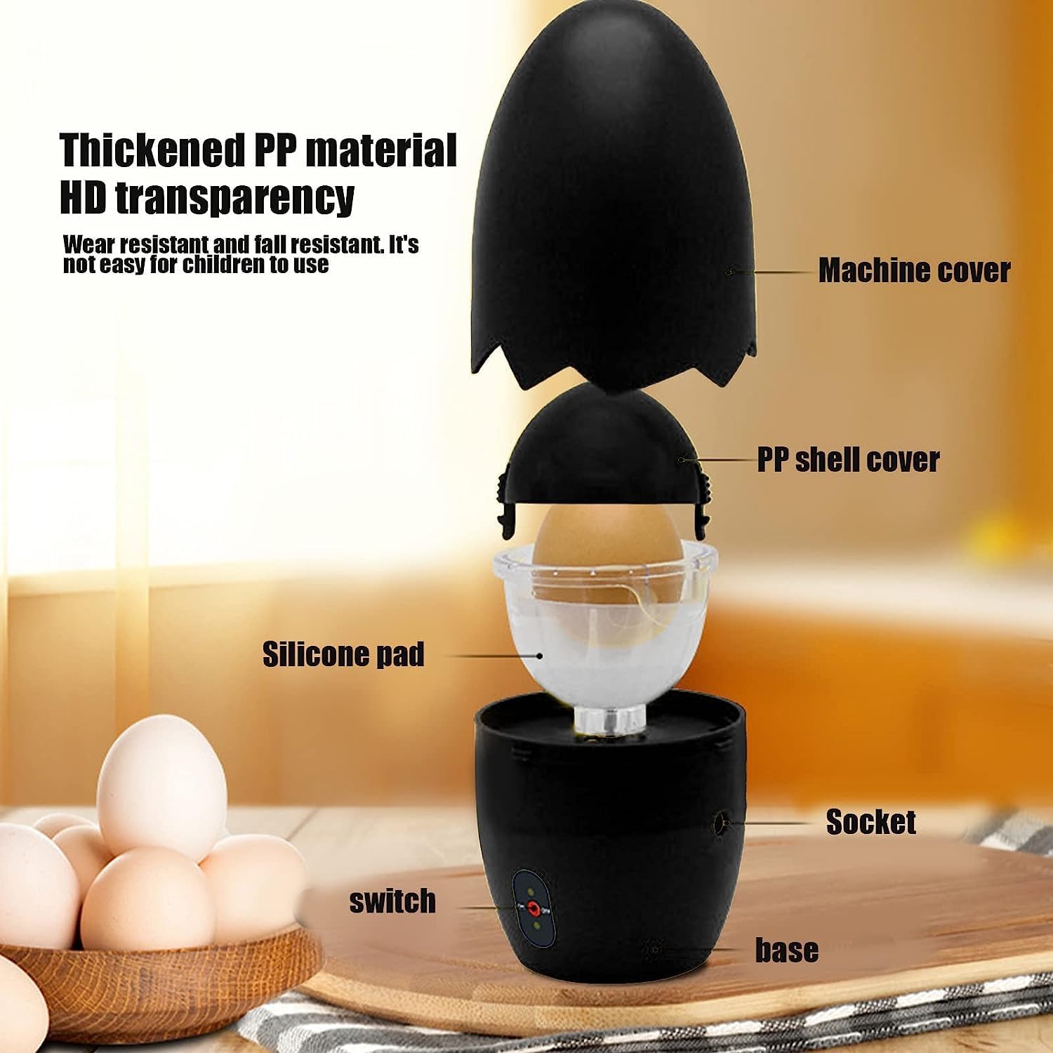 AYNEFY Molinillo de huevos, portátil para hacer huevos dorados, herramienta de cocina de 100 a 240 V para padres, agitador de huevos para cocina,
