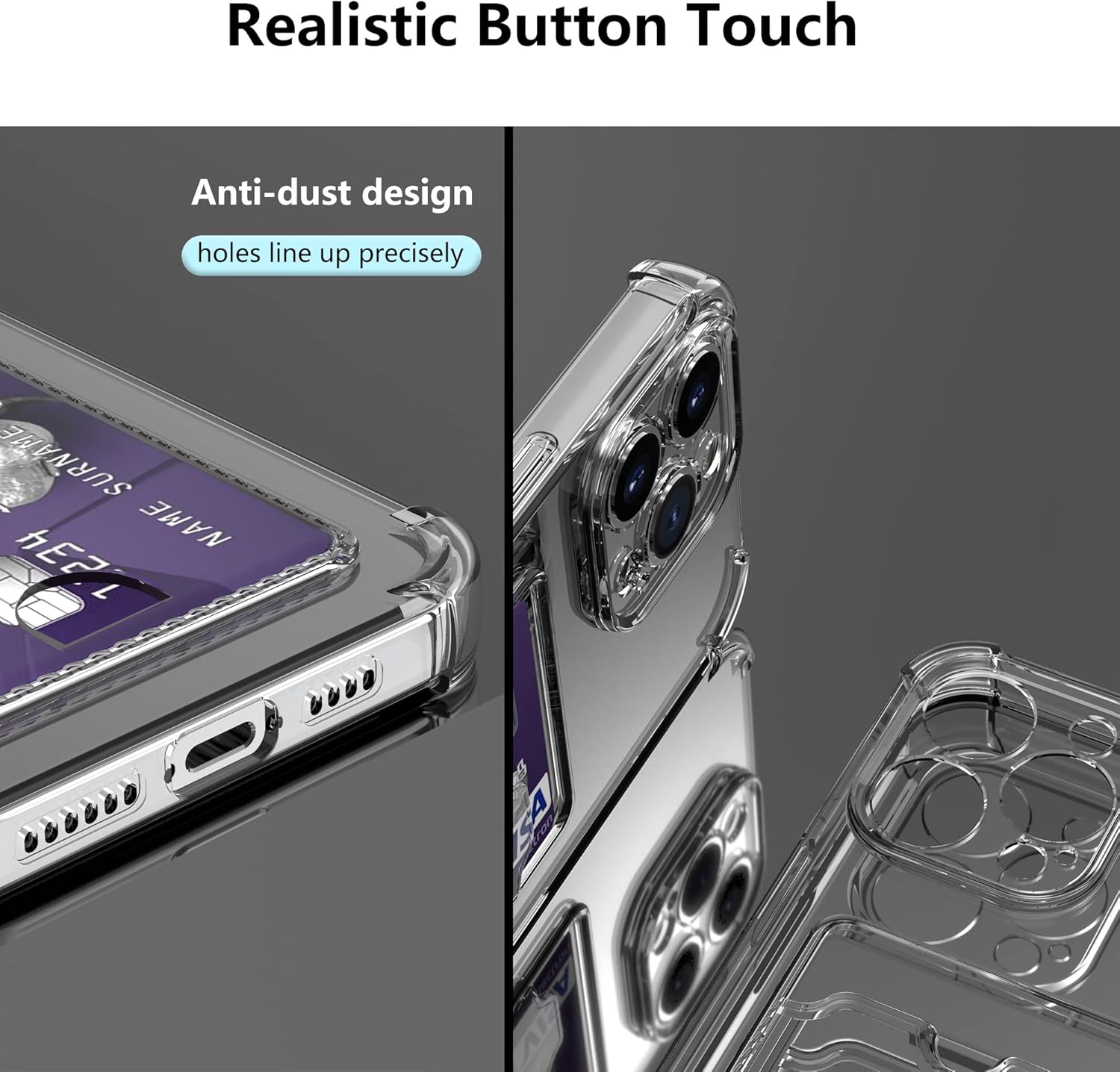Migeec Funda para iPhone 14 Pro Max con tarjetero transparente a prueba de golpes