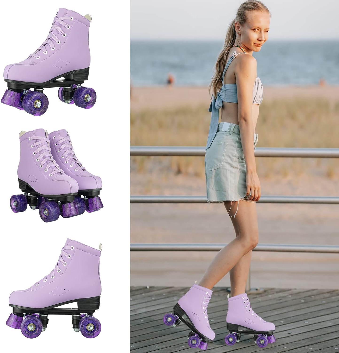 YYW Patines de ruedas para mujeres y niñas, cómodos y elegantes patines de ruedas de alta calidad para principiantes, para interiores y exteriores,