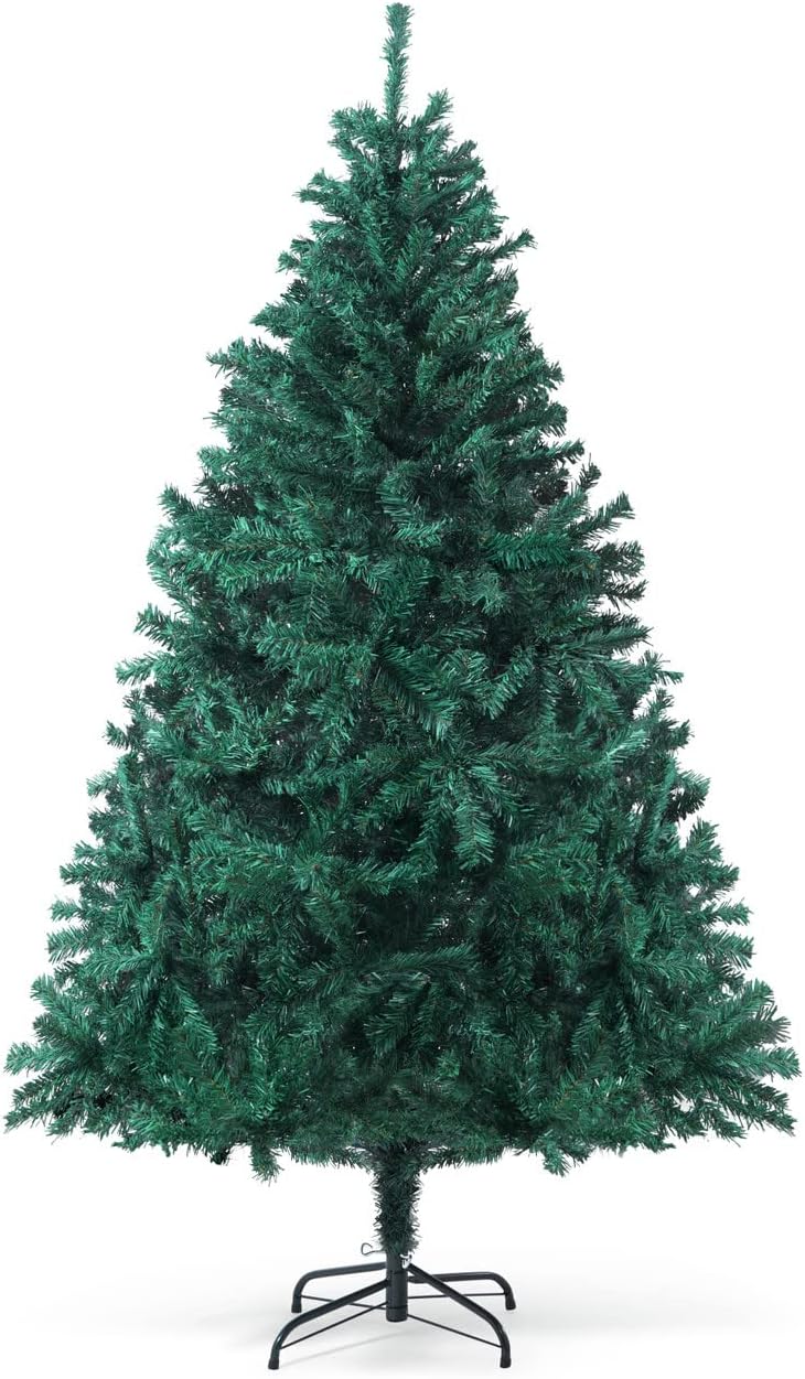 CAPHAUS Árbol de Navidad verde artificial de abeto de North Valley de alta calidad de 6 pies, con 798 puntas de rama y soporte de metal, árbol de