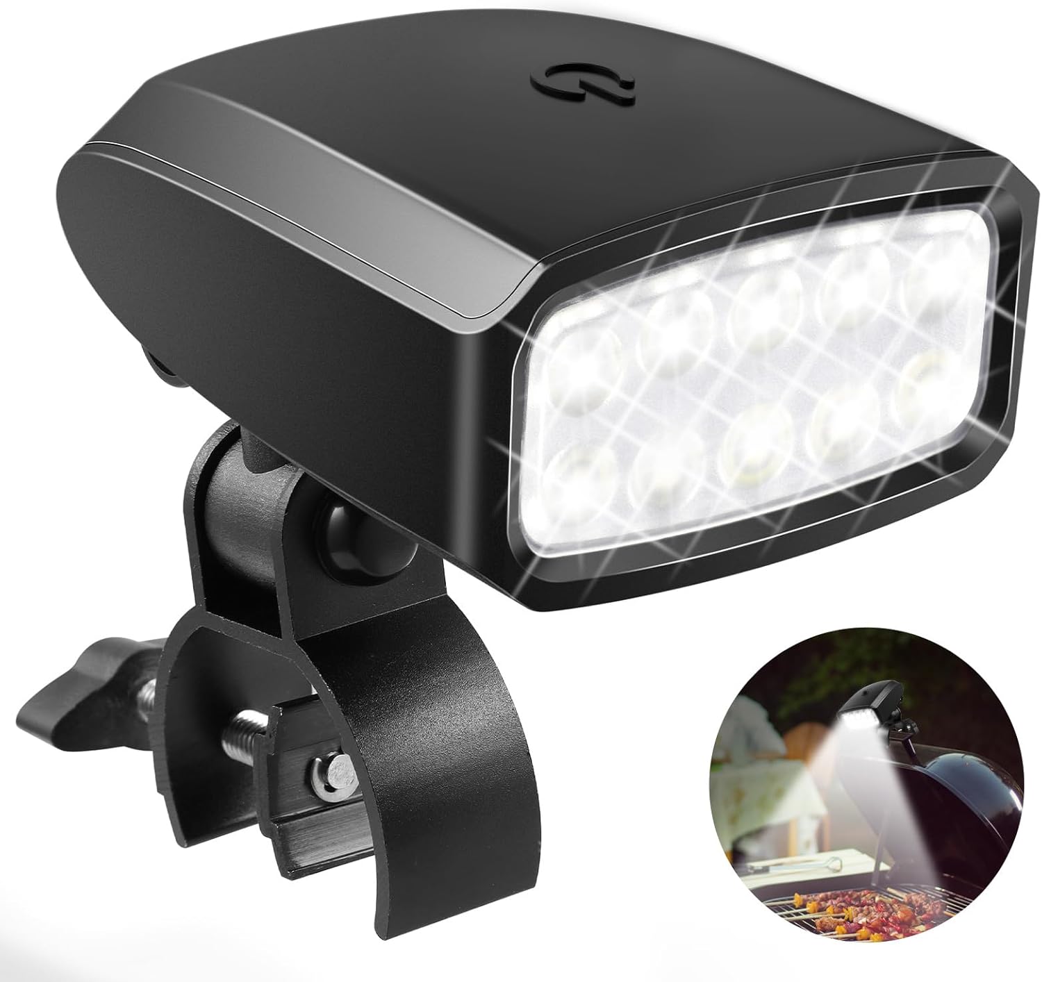 Luz LED para parrilla al aire libre, regalo para hombres, papá, novio, accesorios de parrilla giratoria con 10 luces LED superbrillantes, incluyendo