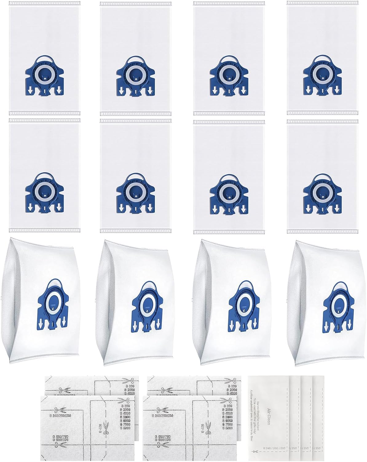 Intendvision Paquete de 12 bolsas 3D Airclean compatibles con Miele 3D GN bolsas de aspiradora completas C2 C3, Classic C1, S8, S5, S2, S227S240