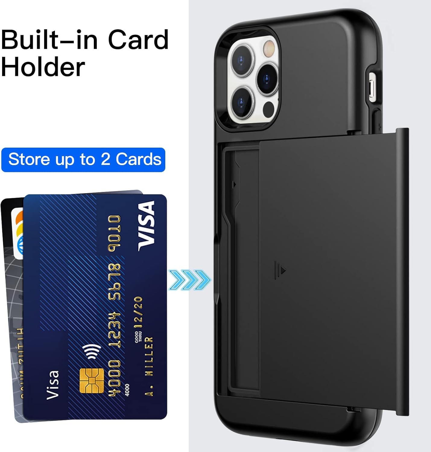 JETech Funda tipo cartera para iPhone 13 Pro de 6.1 pulgadas con soporte para tarjetas, funda protectora de doble capa a prueba de golpes, ranura