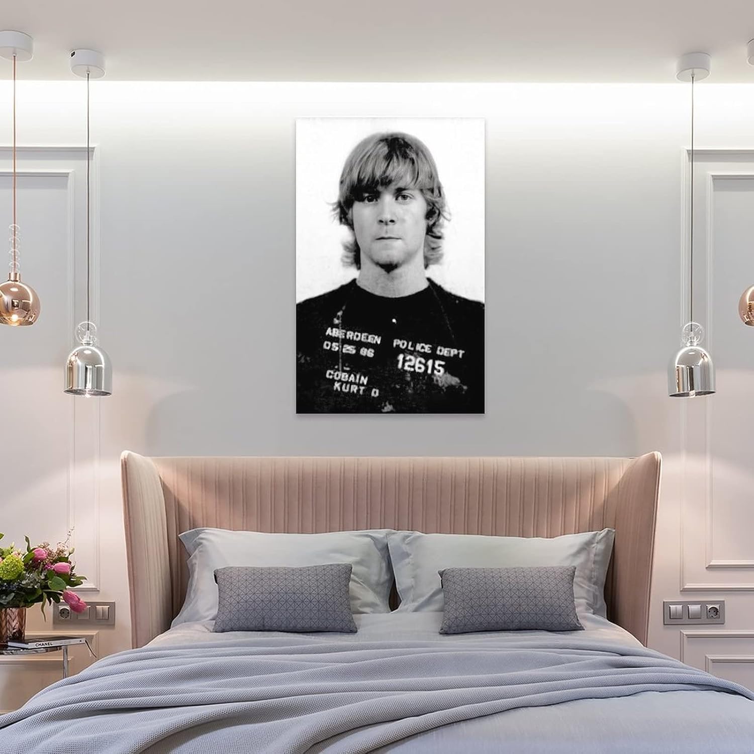 Póster vintage en blanco y negro de mafia Kurt Cobain gángster, póster de retrato, póster de pintura en lienzo, pósteres e impresiones artísticas de