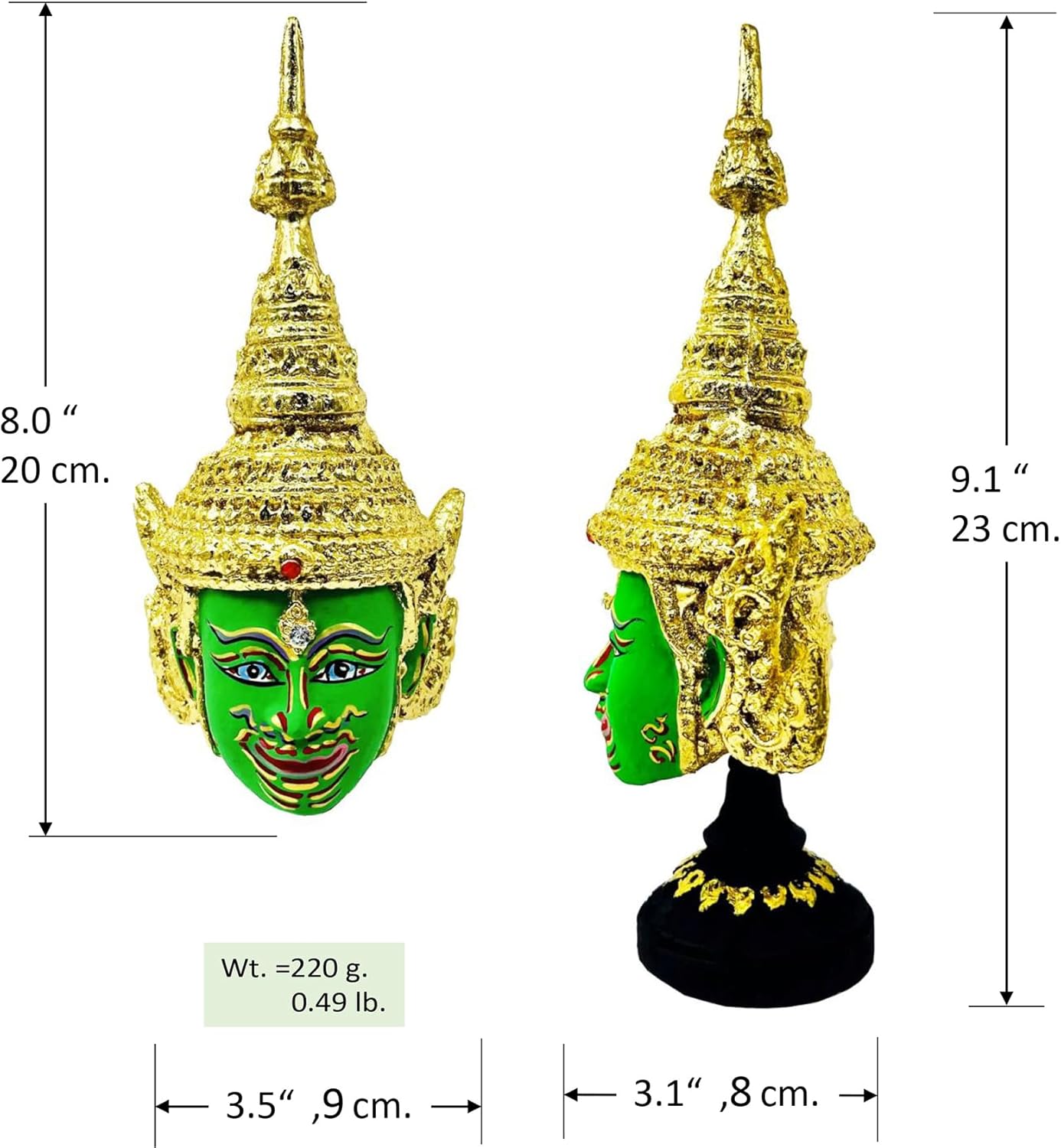 BUDDHO Máscara tailandesa de Khon, esculturas tailandesas, drama ramayana, coleccionable, decoración tailandesa, manualidades, decoración, figura de