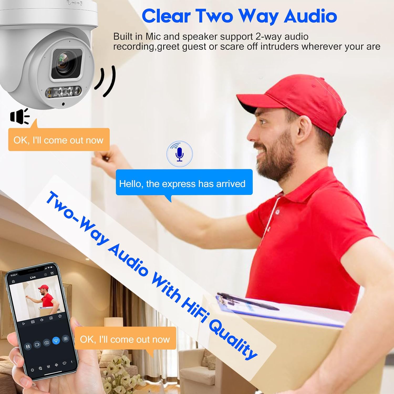 Compatible con Hikvision 4K PTZ 8MP cámara IP PoE a todo color, zoom óptico 5X 2.7  0.531 in, detección de humanos y vehículos AI, focos de 98 pies